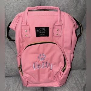 Custom Pink Backpack with Embroidered Name “Holly”